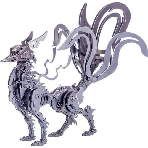 15*7 * 13cm DIY Stainless Steel Model building Kit 3D Assembly Crafts Home Decor educational toy - Large Nine-tailed Fox