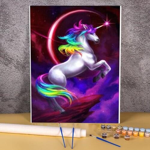 Animal Unicorn Paint By Numbers Package Oil Paints 50*70 Paiting By Numbers Decorative Paintings Kids Wall Art Drawing
