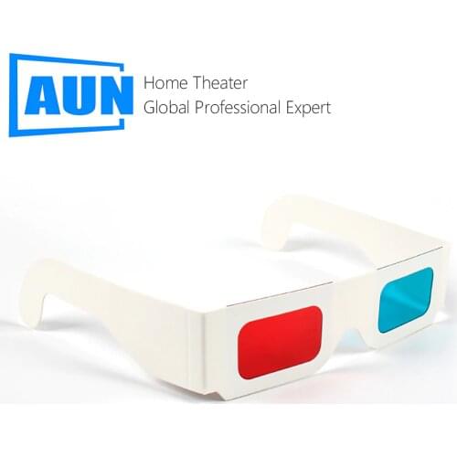 AUN Blue Red 3D Glasses 10PCS Simple Paper Style 3D Glasses for LED Projector