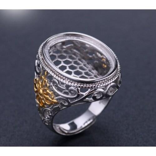 17*21mm 925 STERLING SILVER Semi Mount Bases Blanks base blank Pad VINTAGE rings ring Setting jewelry findings men DIY A2242