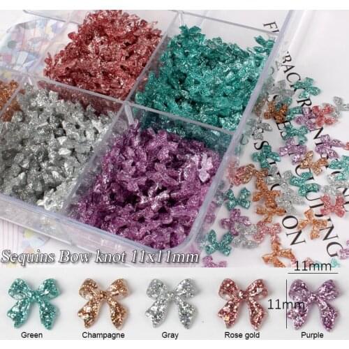 Hot sale 30pcs Resin Sequins Bow Knot Glitter AB Nail Art Decorations Charm DIY Polish Manicure Nails Art Accessories