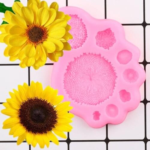Sun Flower Flower Heart Silicone Mold Cake Border Fondant Molds DIY Party Cake Decorating Tools Chocolate Gumpaste Mould