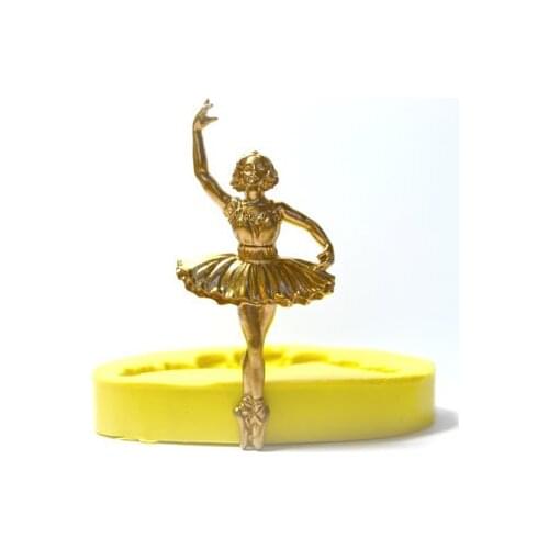 Silicone Mold Fondant Molds Ballerina Silicone Rubber Flexible Food Safe Mold Ballet Girl Moulds for Cake Decorations PRZY 001