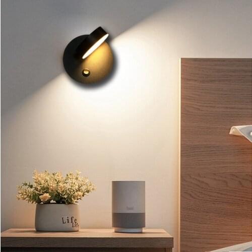 360° Rotatable LED Wall Lamp Hotel Room Walllight Home Bedroom Light Seprate Switch Backside Reading Lamp