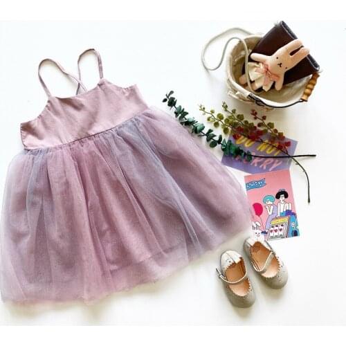 Tonytaobaby Girls Taro Purple Gold Glitter Gauze Strap Dress Ballet Princess Dress Kids Dresses for Girls