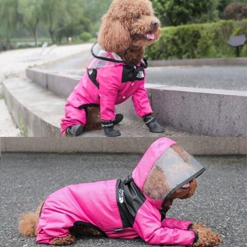 Pet Dog Waterproof Raincoat Jumpsuit Reflective Hooded Dog Raincoat Waterproof Dog Jacket Small Dog Outdoor Clothes Pet Products