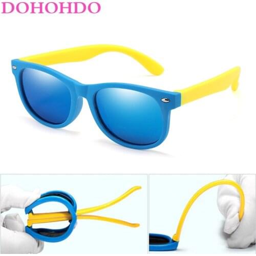 DOHOHDO 2020 High Quality Kids Sunglasses Childrens Polarized Lens Glasses Girls Boys Silicone Childrens Safety Glasses UV400