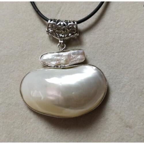 Jewelry Pearl Necklace Hot sale >> white biwa dens pendant freshwater pearl necklace mabe pendant Free Shipping