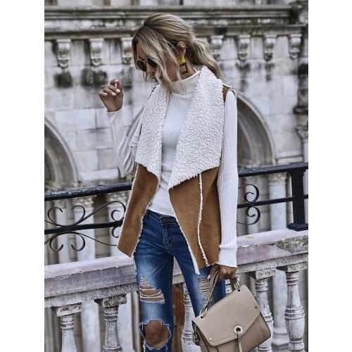 Woman Warm Winter Sleeveless Jackets Turn Down Collar Female Vest Khaki and Amy Green 2 Color Cool Street Wear