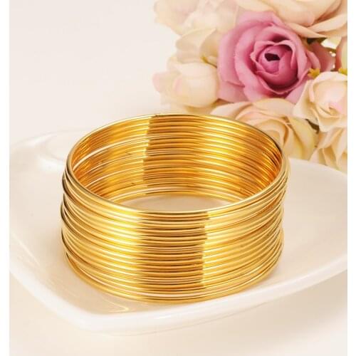Bangrui (15 Pieces) Womens Bracelet Solid Jewelry Gold Filled Lady Smooth Bangle Trendy Accessories Oval