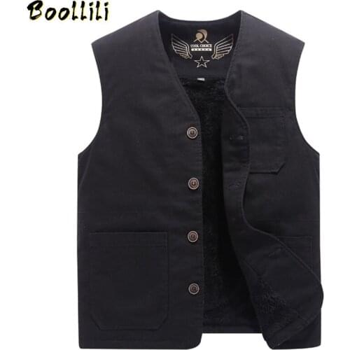 Mens Cotton Multi Pockets Vest Winter Fleece Thicken Warm V-Neck Waistcoat Photography Fishing Sleeveless Jacket Large Size 4XL