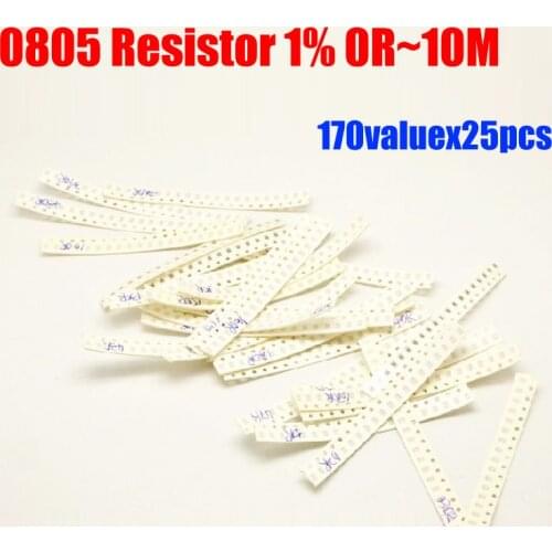 0805 SMD Resistor 1% Tolerance 170valuesx25pcs=4250pcs Resistor Kit 0R~10M Assorted Kit