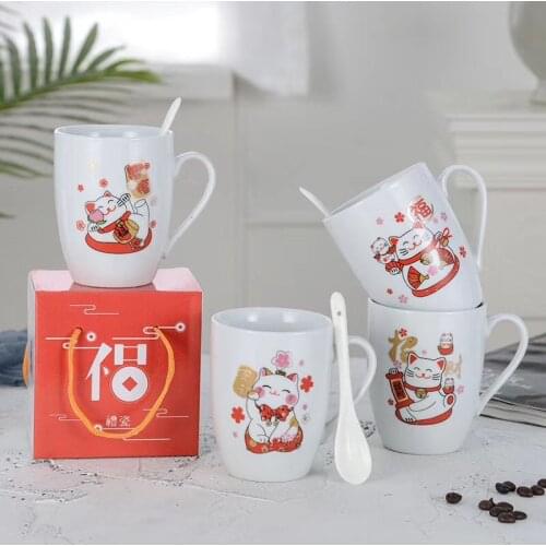 1pcs Creative Ceramic Cup Gift Cup Cartoon Mug Gift Coffee Cup Cute Coffee Mugs and Cups Cartoon Cut Cat Tea Cup Set