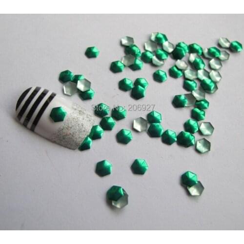 200pcs Cute S-90 5mm Nail Art Green Hexagon Metal Stud Nail Art Decoration