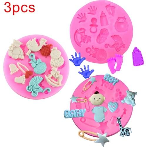 3D Silicone Baby Shower Party Fondant Mold For Cake Decorating silicone mold Fondant Cake sugar craft Moulds Tools