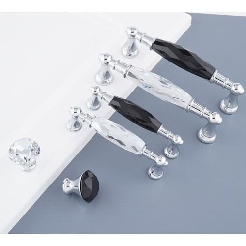 Diamond Crystal Handles Crystal Glass Knobs Cupboard Drawer Pull Kitchen Cabinet Door Wardrobe Handles Furniture Hardware