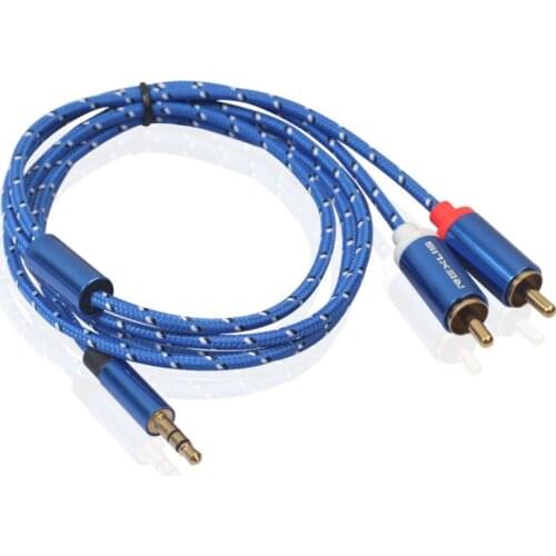 Audio Cable 0.5/1/1.8/3/5/10/15m RCA Audio Cable 2RCA Male To 3.5mm Jack To 2 RCA AUX Cable Cotton Braided Splitter For Home MP3