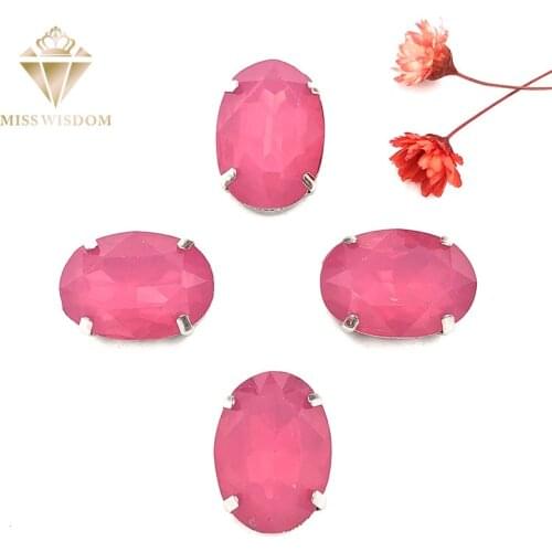 Free shipping Matt Rose opal oval shape sew on rhinestones with claw flatback Resin loose rhinestones DIY garment Accessories