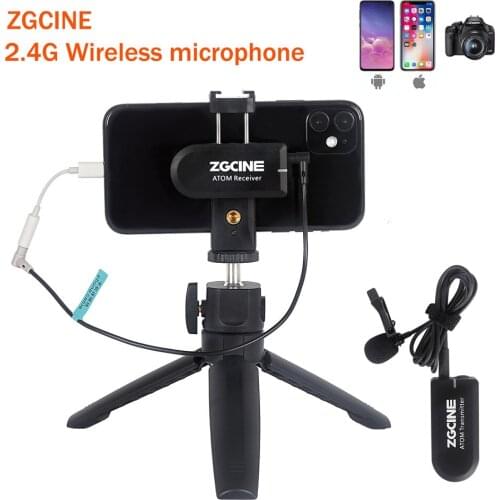 ZGCINE ATOM 2.4G Wireless Lapel Microphone Receiver Kit Universal Video Recording Mic Microphone for Camera DSLR Smartphones