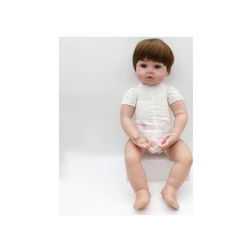 Big 60cm reborn kit soft silicone reborn baby doll for children gift clothing model bebe reborn kit toddler toys DIY