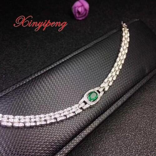 Xin yi peng 925 silver inlaid natural emerald bracelets, women bracelet, exquisite fashion, anniversary gift