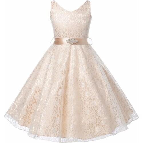 CAILENI Kid Girls Princess Dress Children Lace Wedding Birthday Party Dresses White Black Kids Dancing Frock For 3-14 Years