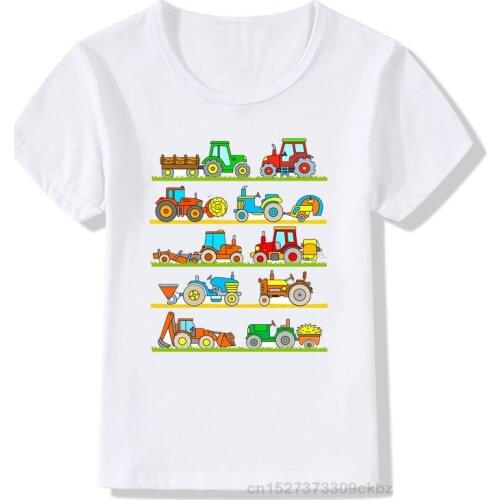 10 Tractors Photographic Printed T Shirt For Kids Toddlers Boy Girl Summer 2021 Children Clothes