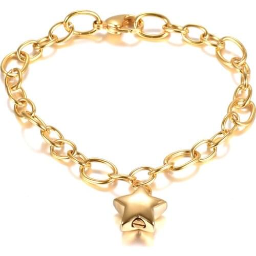 IJL0176 Stainless Steel Star Shape Keepsake Bracelet Cremation for Ashes Urn Memorial Souvenir Bracelet Jewelry