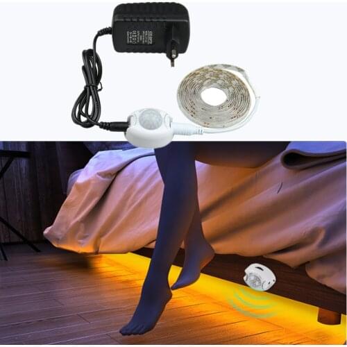 IR Motion Sensor Under Cabinet 12V LED Light Kitchen Wardrobe Bed Lighting LED Strip 1m 2m 3m 4m 5m Flexible PIR Night Lights