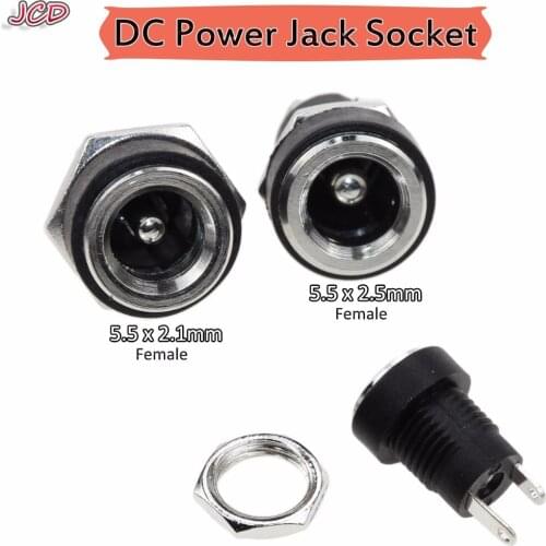 JCD New DC 5.5*2.1mm/5.5*2.5mm Socket 5A 30v DC Power Supply Jack Socket Plug Female Panel Mount Connector 5.5mm 2.1mm Adapter