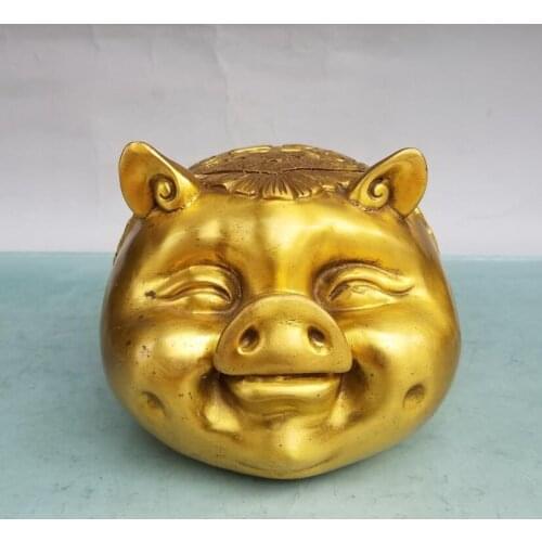 China brass pig Piggy bank crafts statue