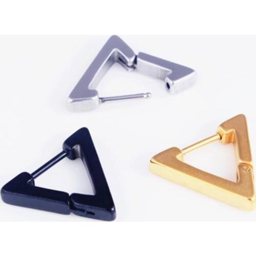 Korean 1pc kpop Cool Punk Style Earrings for Men Women Titanium Steel Triangle Stud Earrings Statement Jewelry Piercing Ear Stud