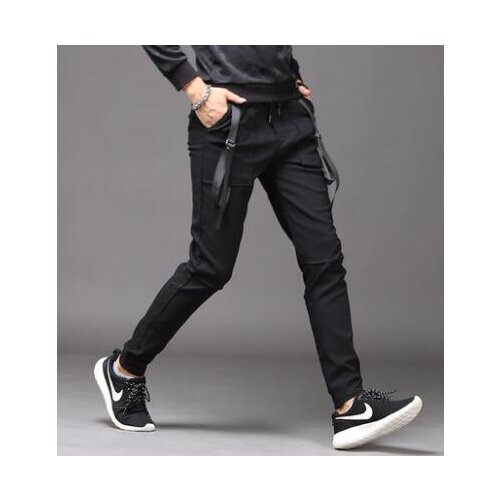Korean street personality fashion casual harem pants mens ribbon trousers pantalones hombre cargo feet pants for men pantalon