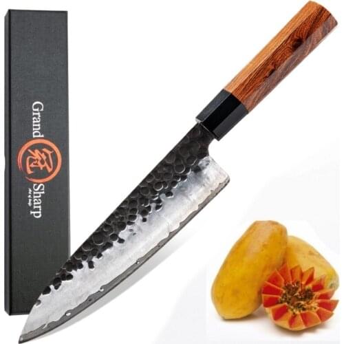 Handmade Kitchen Knives 8 inch Chef Knife Japanese AUS10 High Carbon Steel ECO Friendly Cooking Tools Natural Wood Handle NEW