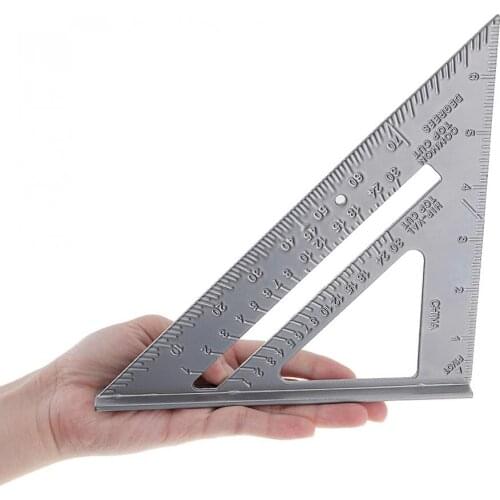 7" Triangle Ruler Aluminum Alloy Ruler Square Ruler Measuring Ruler Woodwork Speed Square Triangle Angle Protractor Measuring