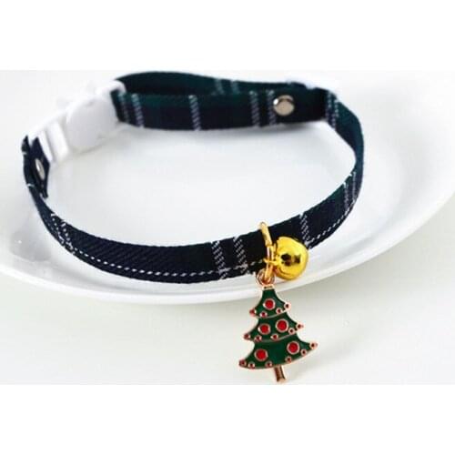 Cute Christmas Cat Collar Adjustable Neck Strap Puppy Kitten Chihuahua Collars with Pendant Pets Rabbit Necklace Supplies