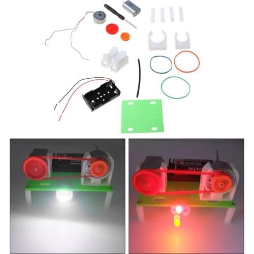 Mini Electric Generator Wheel Motor Model Energy DIY Toys For Kids LED Education Science Experiment Gift