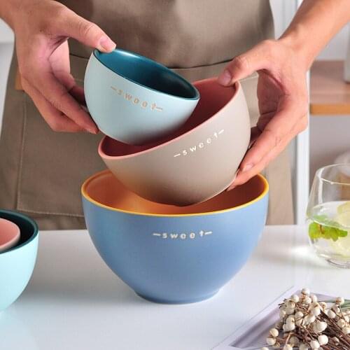 Eating bowl household single ceramic rice bowl small bowl Korean lovely girl heart noodle bowl Nordic style high face value