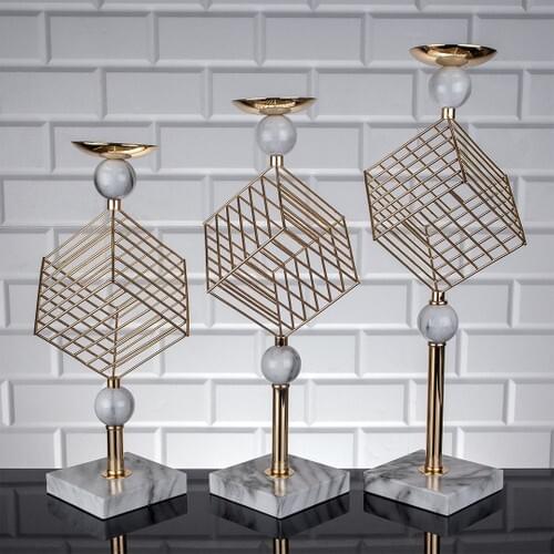 Zeyve Venice Cube White Marble pcs set Candlestick BZ-VN23