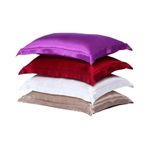 2pcs Pure Emulation Silk Satin Pillowcase Single Pillow Cover Multicolor 48*74cm