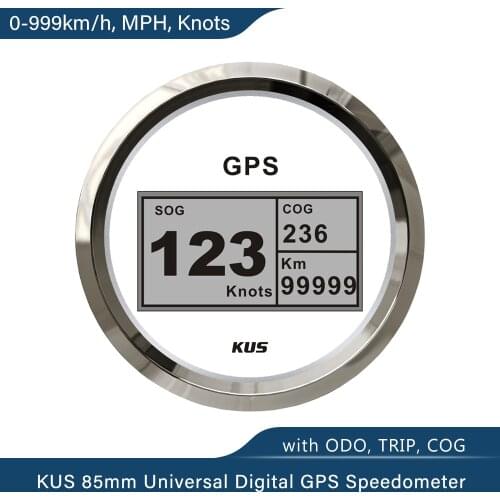 New KUS Boat GPS Speedometer Digital LCD Speed Gauge SOG COG Knots Compass with GPS Antenna 85mm Marine Truck Car Motorcycle