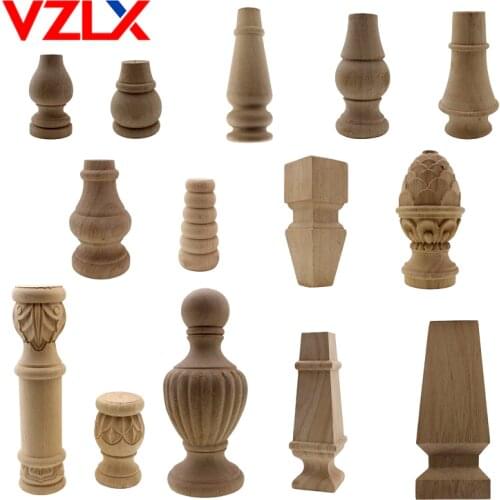VZLX Furniture Legs Floral Wood Carved Decal Corner Appliques Frame Woodcarving Decorative Wooden Figurines Crafts Home Maison