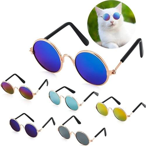 Pet Products Lovely Vintage Round Cat Sunglasses Reflection Eye wear glasses For Small Dog Cat Pet Photos Props Accessories