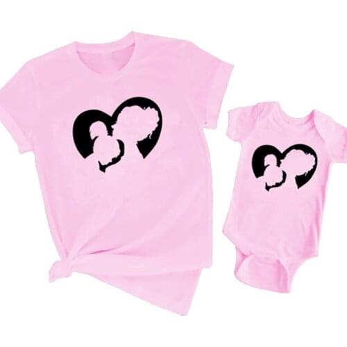 Mommy and Me Family Look T-shirt Cotton Fashion Family Matching Clothes Outfits Look Mother Daughter Princess Tshirt Clothing