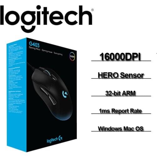 Original Logitech G403/G403Hero Gaming Mouse with 16000DPI Wired RGB/HERO Mouse with 32-bit ARM for Windows Mac OS Chrome OS