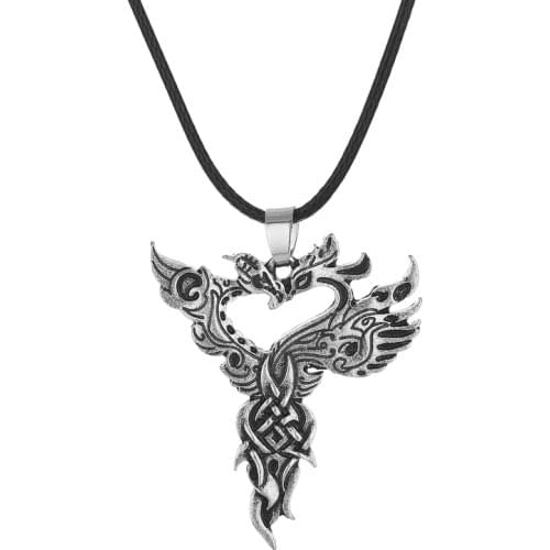 1pc Phoenix Totem Pendant Necklace Chinese Ancient Fire Bird Necklace For Women Men Amulet Jewelry