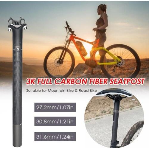 3K Pattern Carbon Fiber Seatpost Seat Tube Joint Seatpost Bicycle Accessories 3 Sizes To Choose From Scratch Resistance
