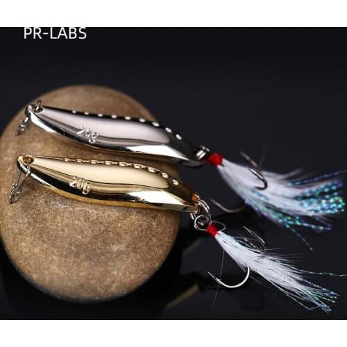 PR-LABS Metal 5g/7g/10g/15g/20g Spinner Spoon Fishing Lure Wobbler Artificial Bait With Feather Hook Hard Sequin Bass Pike Perch