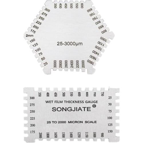 25-2000 Stainless Steel square Wet Film Comb Paint Wet Film Thickness Gauge 25-3000um Hexagon Comb Regulation Wet Film Card