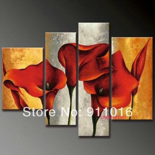 Handmade Canvas Painting Wall Art Large Modern Lily Flower Wall Decor Oil Painting For Bedroom Picture No Framed Group Of Paint